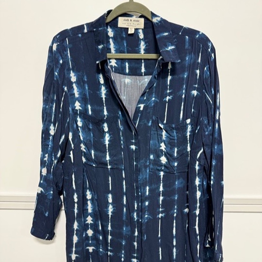 Anthropologie Shibori Indigo Blouse